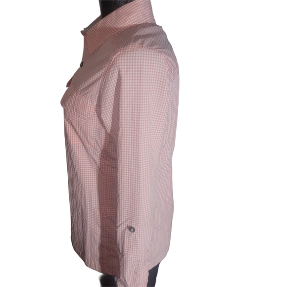 Wind River No Fly Zone Peach and White Gingham Fishing Shirt XS - Picture 4 of 6